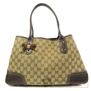Gucci GG Canvas Princy Tote Shoulder Bag Brown